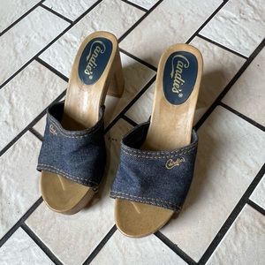 Candie’s Blue Denim clog heel sandals Size 8.5